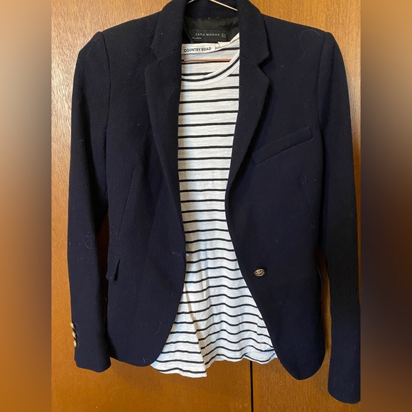 NWOT ZARA Woman Navy Blazer - Picture 4 of 12